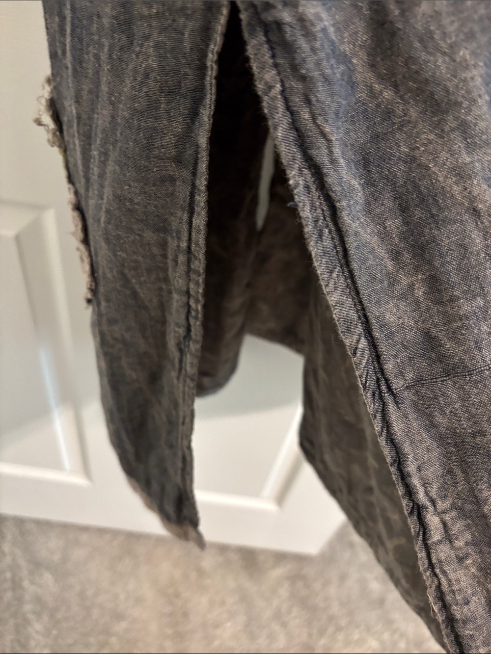 Vintage-Inspired Gray Patchwork Long Coat - Picture 9 of 10